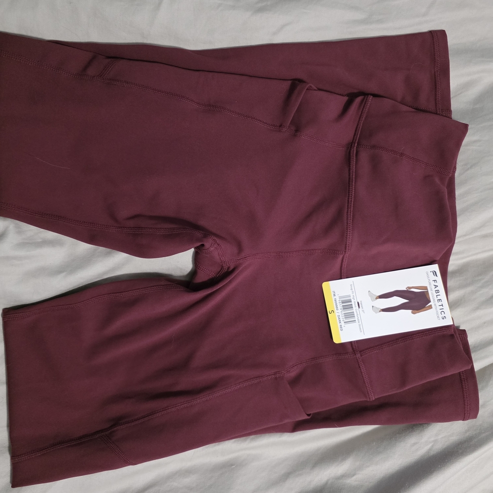 Fabletics Women's Deep Maroon Leggings - Picture 2 of 4